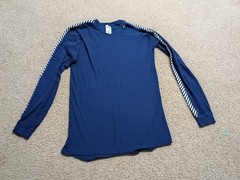 Helly Hansen Men’s LIFA Crew Base Layer Shirt Stripe Long Sleeve Top Navy Large