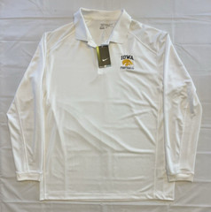 NWT 2014 Nike Golf Dri-Fit Iowa Hawkeyes Football White Polo Long Sleeve Size XL