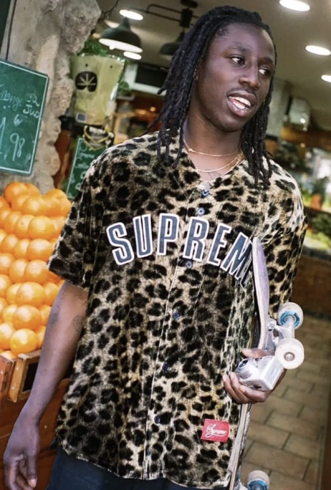 Supreme Velvet Baseball Jersey "Leopard" Size S gallery