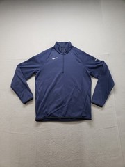 Nike Dri Fit Men Training Top M Navy Blue 1/4 Zip Mock Neck Raglan Sleeve Active