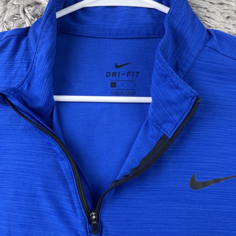 Nike Men's Breathe Dri-Fit 1/4 Zip Long Sleeve Training Shirt Large Blue Running gallery