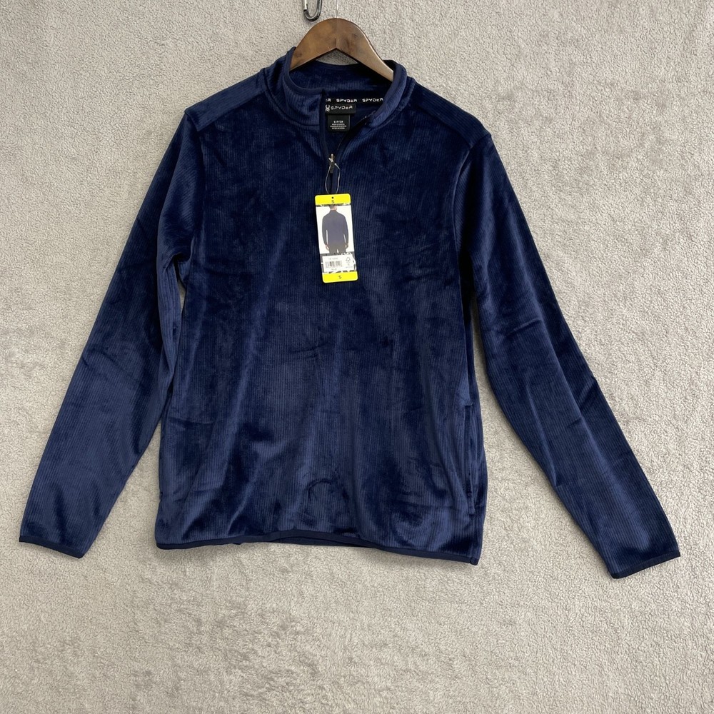 NEW Spyder Navy Men's S Blue 1/4 Zip Pullover Polyester & Spandex Sweatshirt