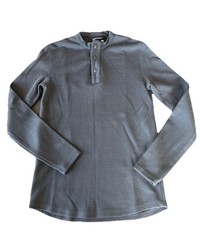Taylor Stitch Mission Workshop Long Sleeve Henley Shirt Gray Sz XS Slim Wool