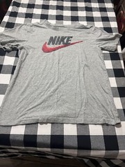 Nike Shirt Adult Small Gray Center Logo Running Short Sleeve Casual Gym Mens