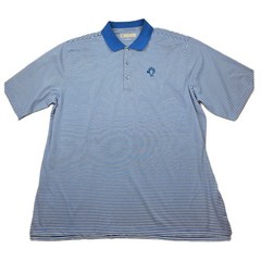 Donald Ross Polo Shirt Mens 2XL Blue White Striped Polyester Golf Sportswear