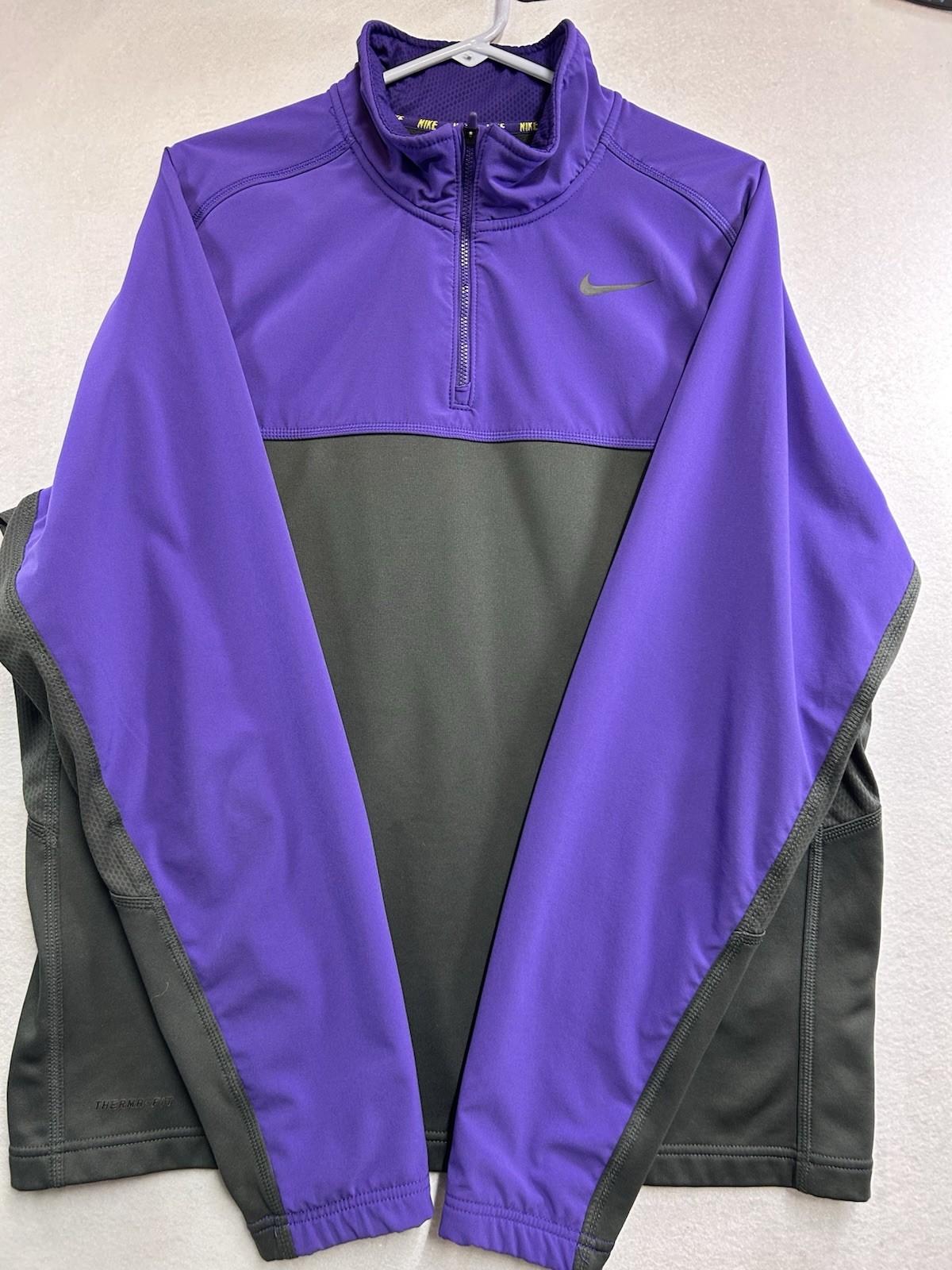 Nike Therma-FIT Men's 1/4 Zip Mock Neck Colorblock Pullover Size XL Purple/Black gallery