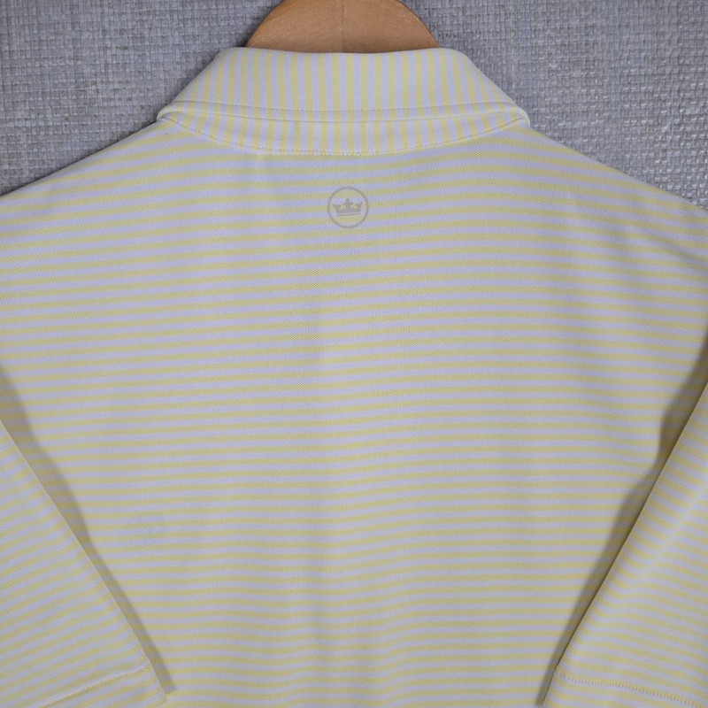 PETER MILLAR Size Large Crown Crafted Polo Shirt Performance Yellow White Golf gallery