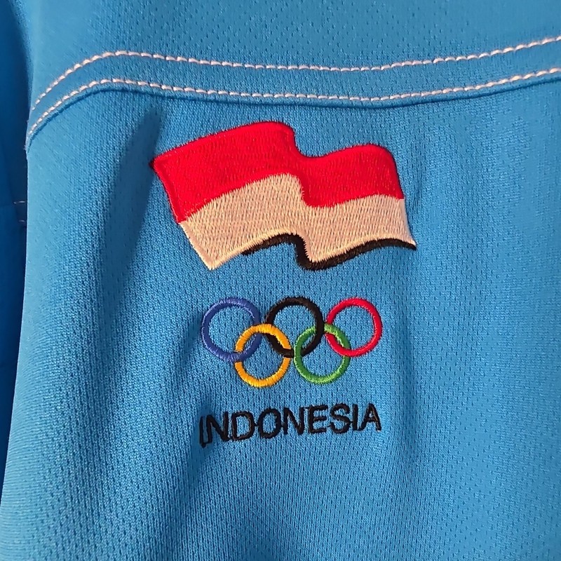 Indonesia adidas Response Men’s XL Blue Breathable Mesh Crewneck T-Olympic Rings gallery