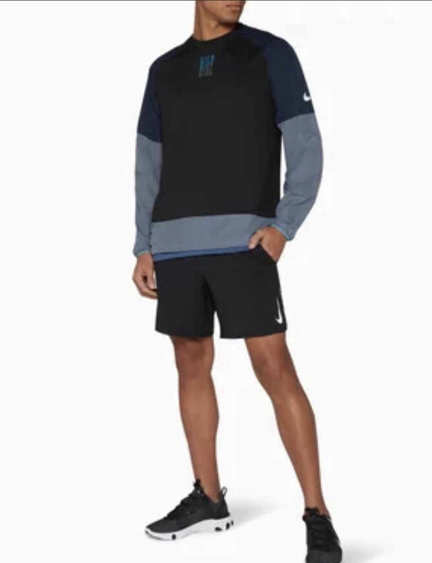 NIKE RUNNING mens M Top Dri-Fit Lightweight Pocket Black Navy Gray Shirt Jacket gallery