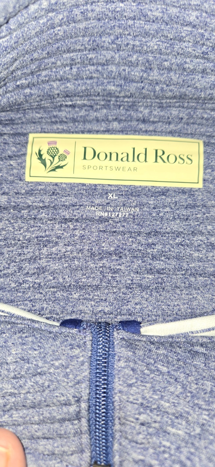 Donald Ross Men's Performance Pullover Golf Sweater Sz XL Blue Striped Pockets gallery