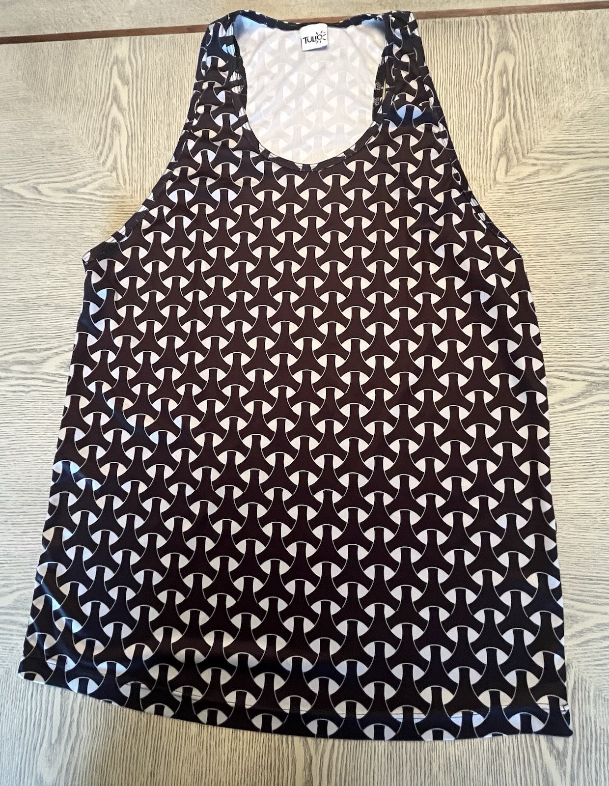 Tulio Men's Geometric Pattern Tank Top Black & Silver Sz. S gallery