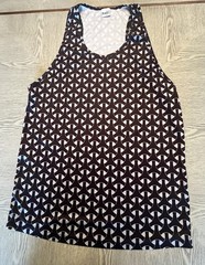 Tulio Men’s Geometric Pattern Tank Top Black & Silver Sz. S