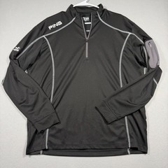 Ping Quarter Zip Pullover Mens L Black SensorCool Sleeve Pocket FCA Logo
