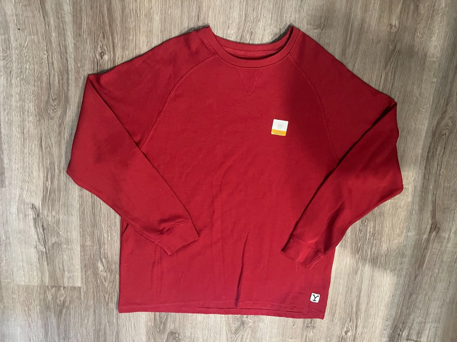 Yellowstone Mens Rugged LS Waffle Crew Neck Pullover Shirt, Red Size XL, No Tag gallery