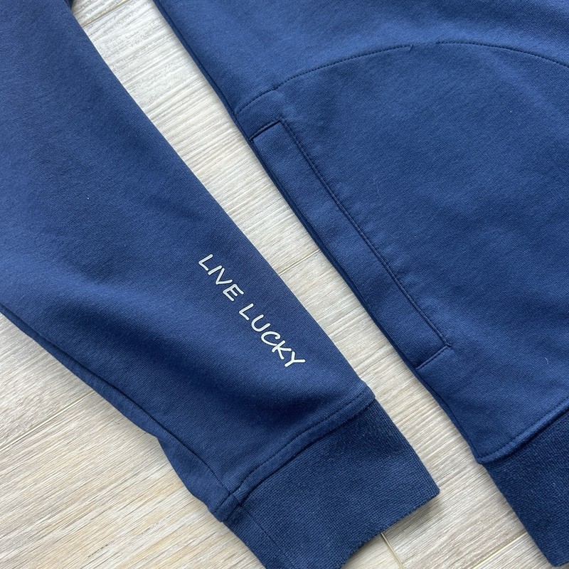 Black Clover Men’s Medium Live Lucky Navy Blue Cotton Blend 1/4 Zip gallery