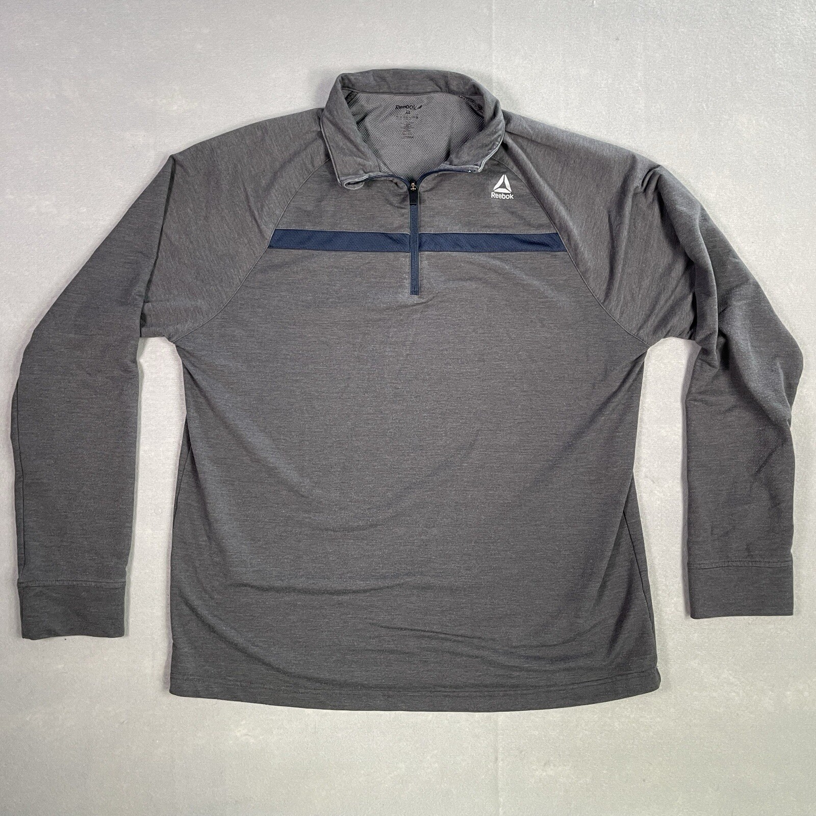 XL Reebok Men Gray 1/4 Zip Running Hanley Pullover Wicking Athleisure Activewear gallery