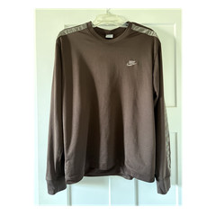 Men’s Nike Pullover Crew Neck Brown Gray Long Sleeve XL 100% Polyester
