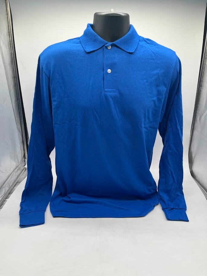 Jerzees Mens Spotshield Long Sleeve Jersey Polo Shirt 437ML Royal Size Medium