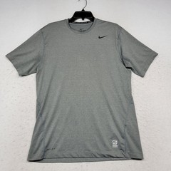 Nike Shirt Mens Large Gray Pro Combat Fitted Stretch Gym Sports Outdoor Dri Fit