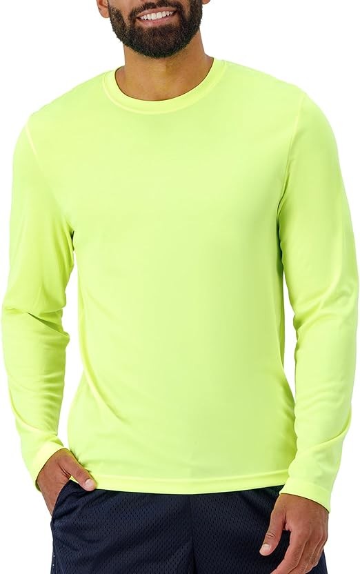 Hanes Sport Cool DRI Men's Performance Long Sleeve T-Shirt – Safety Green,XS-3XL gallery