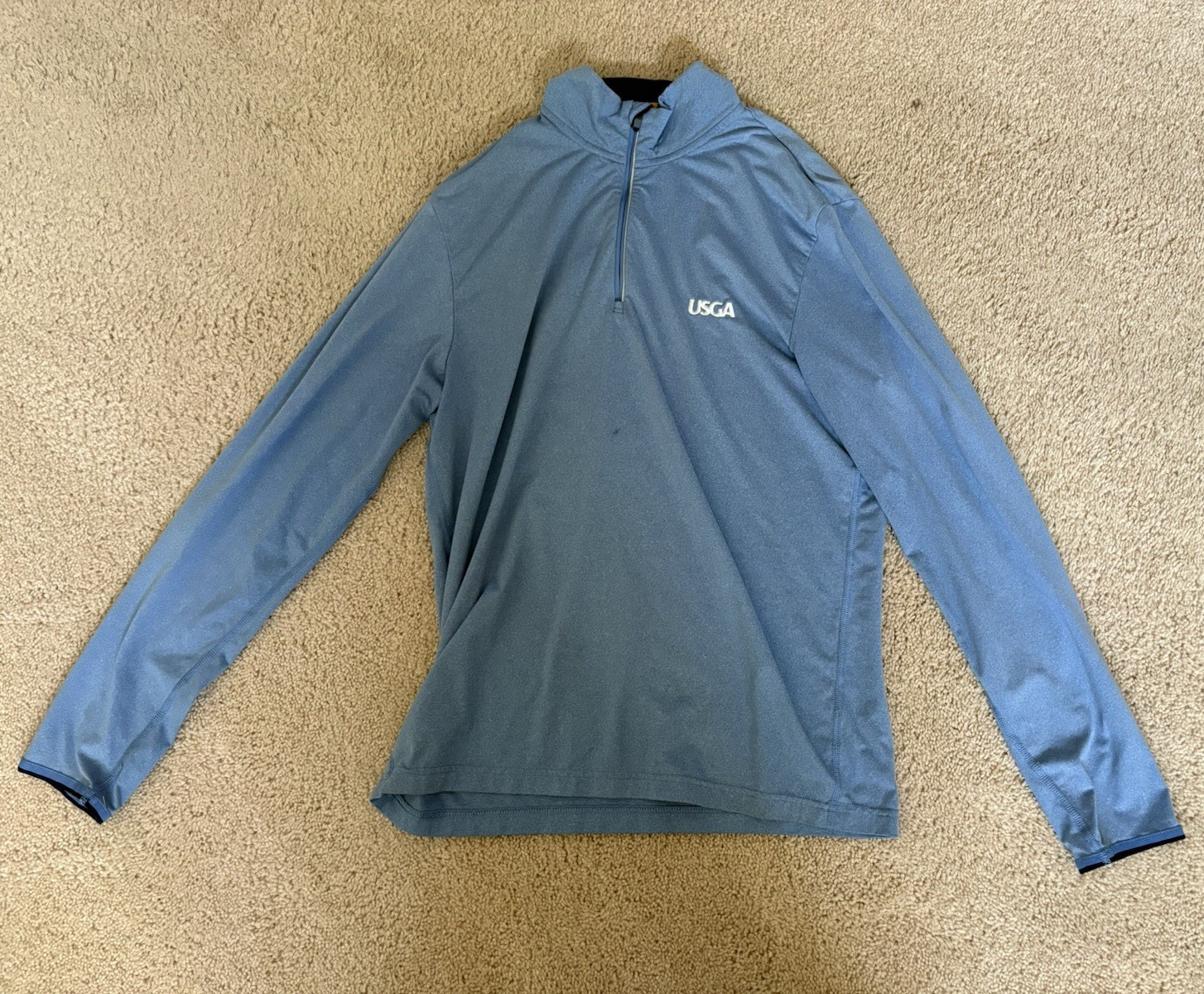 Polo USGA 1/4 Zip Mock Neck Polyester Pullover Long Sleeve Blue Men’s M gallery