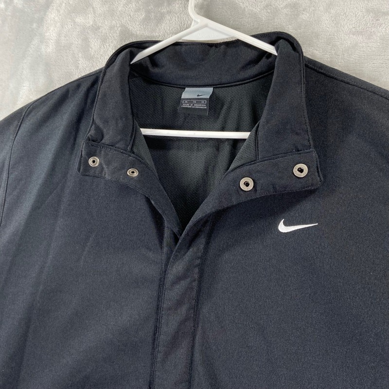 Nike Basketball Snap Front Warm Up Shirt Mens XL Black Short Sleeve Jersey VTG gallery