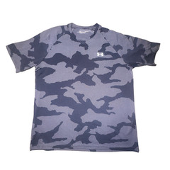 Under Armour Blue Gray Camo Print Athletic Short Sleeve T Shirt Mens Size XL