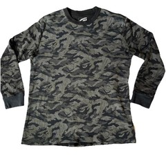 ECKO Unlimited Shirt Mens 2XL Camo Y2K Rhino Waffle Knit Spellout Thermal VTG