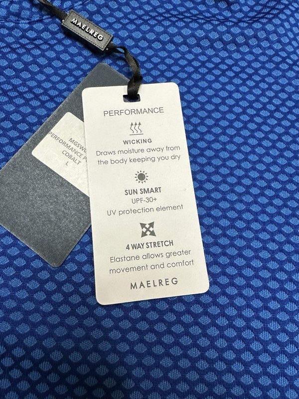 MAELREG Performance Pullover Mens Large Blue Print 1/4 Zip Long Sleeve Golf NWT gallery