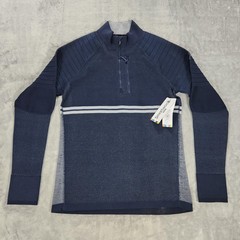 Smartwool Intraknit Tech Pullover Mens Small Blue Wool 1/4 Zip Base Layer