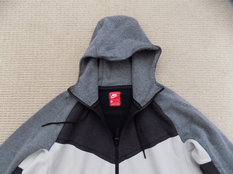 MENS L LARGE NIKE TECH FLEECE WINDRUNNER HOODIE JACKET GRAY BLACK 885904 032 gallery