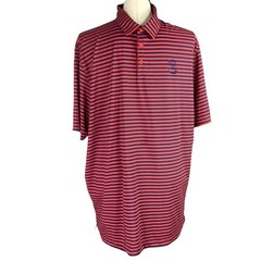 Adidas AdiPure Men 2XL Striped Polo Shirt Short Sleeve Botton-Up Spandex Red