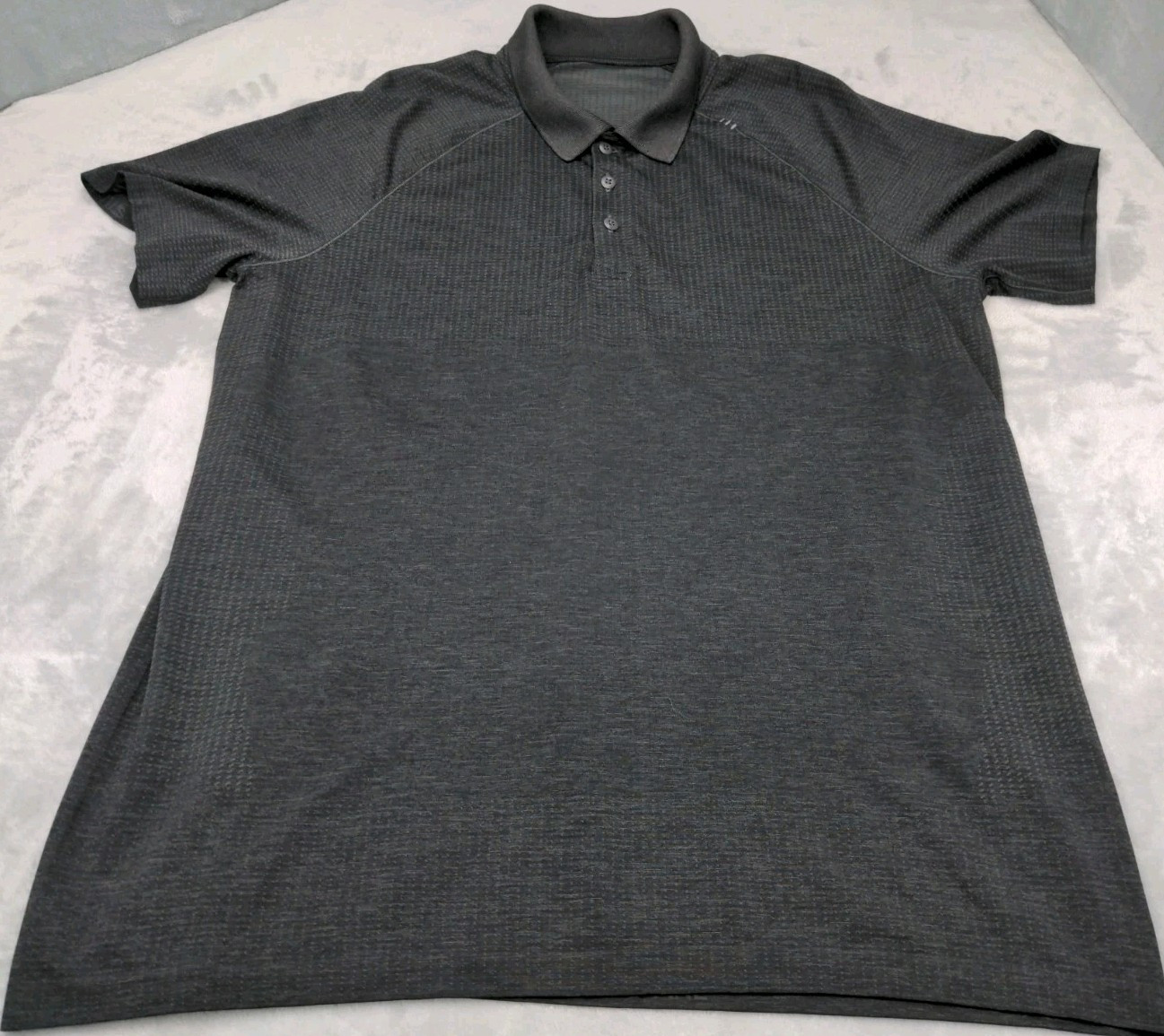 Lululemon Men's Short Sleeve Polo Shirt XLT Black & Grey Metal Vent Tech Golf gallery