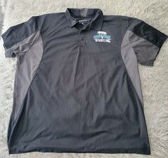 Sport Tek Gray Colorblock Athletic Polo Tampa Bay Pro Wrestling Black Shirt 3XL