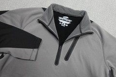 Obermeyer Quarter Zip Pullover Mens Medium Gray Black Fleece Stretch Ski Layer