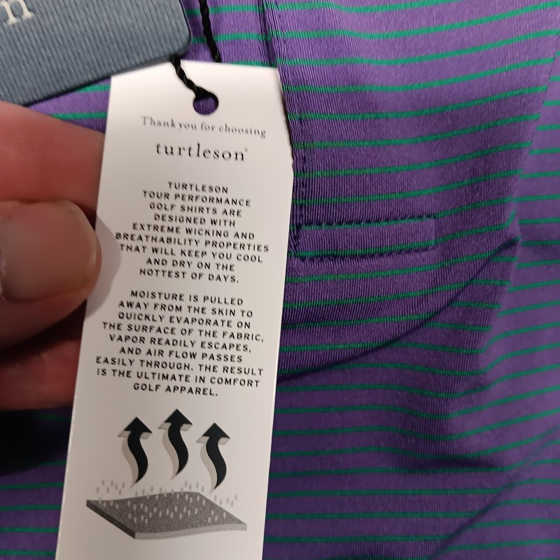 Turtleson All-Day Stripe Button Plum/Parakeet Large Short Sleeve New With Tags gallery