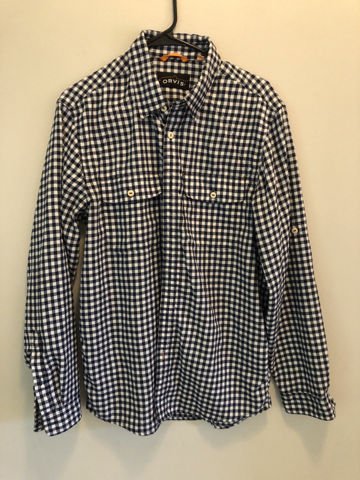 Orvis Shirt Micro Gingham Flannel Light Twill Fly Fishing Line Pocket Medium gallery