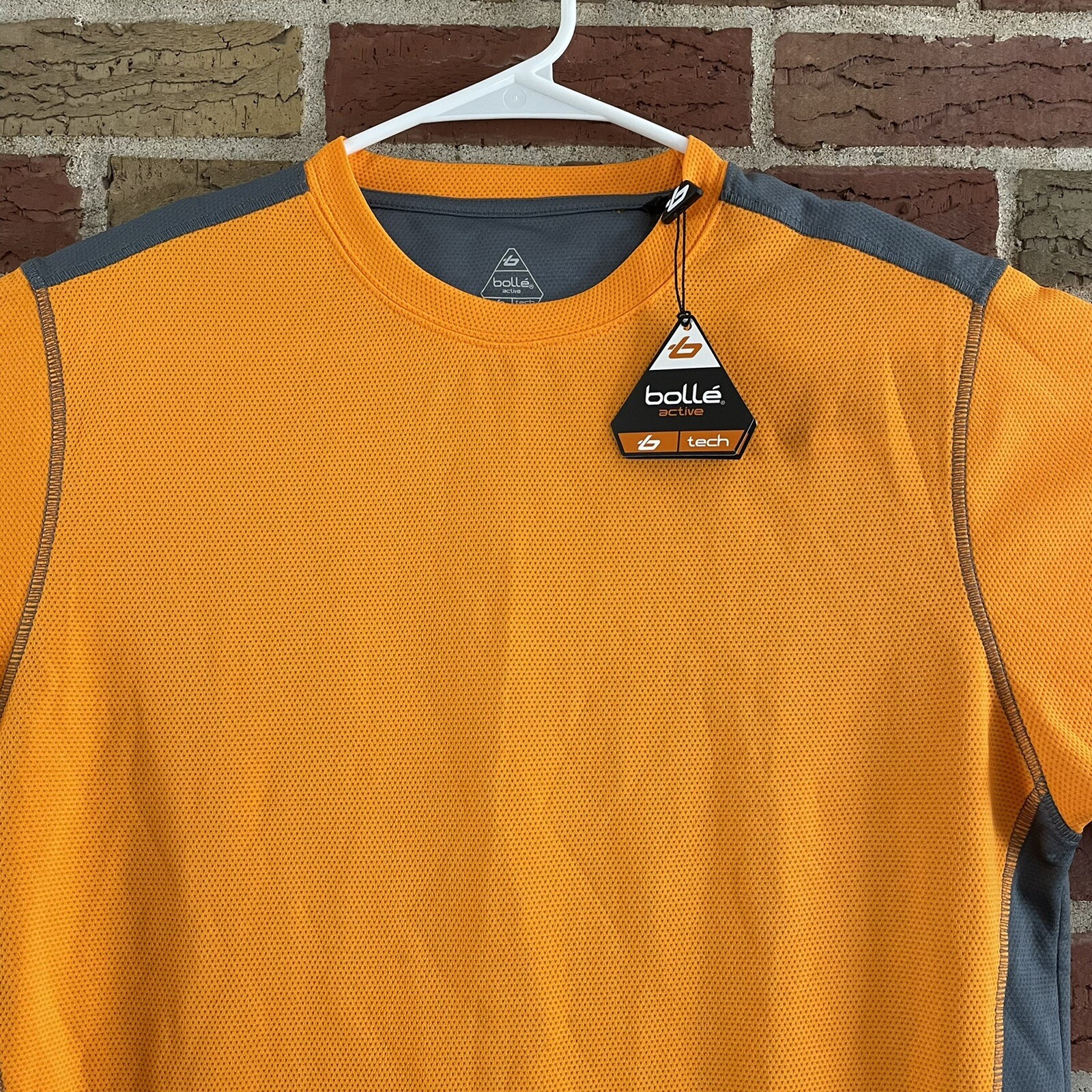 Bolle Active Men's T-Shirt Size Small Crew Neck Orange/Gray NWT gallery