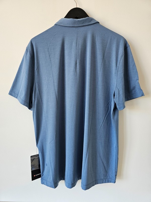 NWT LULULEMON WSDN Washed Denim Blue Evolution SS Polo Top Golf Shirt Men's XXL gallery