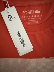 LACOSTE x NOVAK DJOKOVIC REGULAR FIT PERFORMANCE TENNIS M ORANGE T-SHIRT NEW/TAG