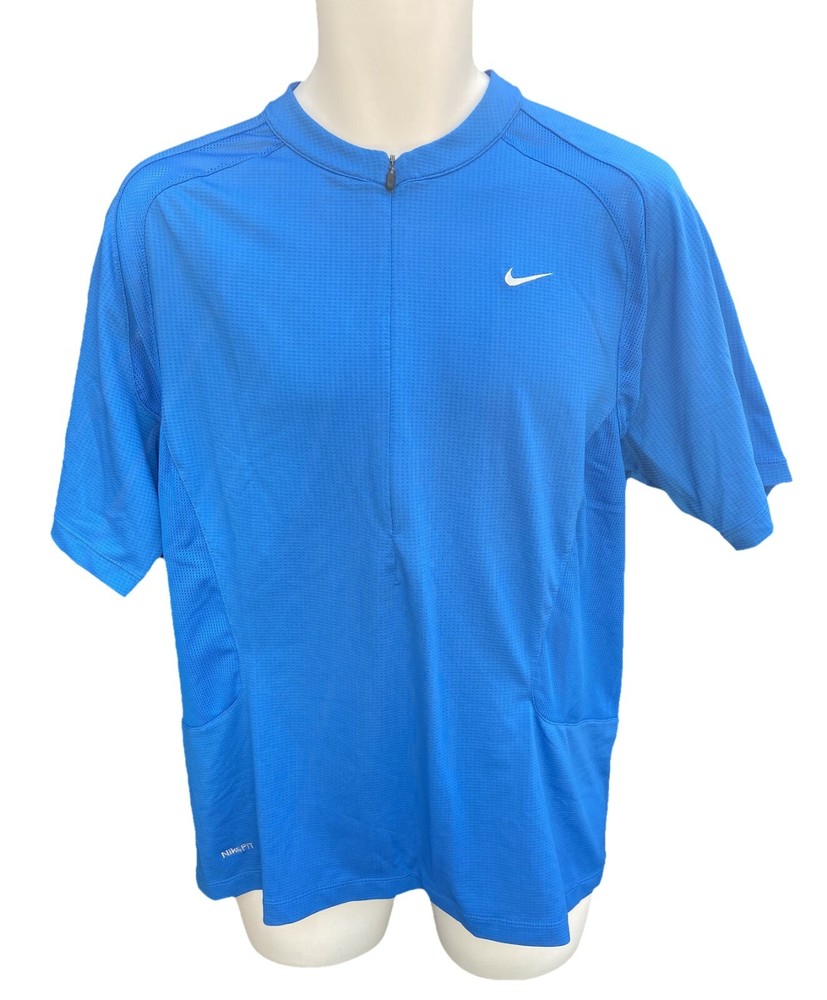 New NIKE Mens TRAINING RUNNING Short Sleeved Reflective Top Shirt Azure Blue L