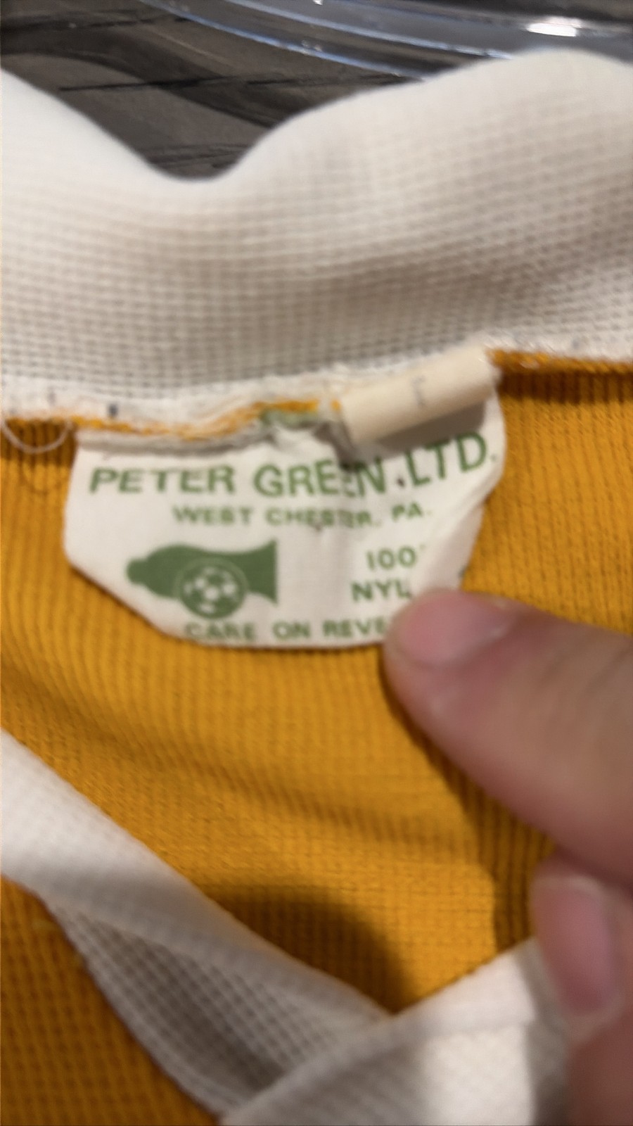 Vintage Peter Green Menchville Soccer Jersey Shirt 10 Yellow Blue Collar Size L gallery