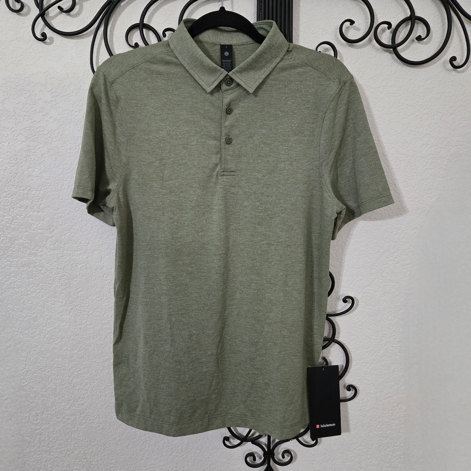 Lululemon Evolution Polo Heathered Bay Leaf Green Small gallery