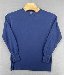 Vtg Duofold Thermal Shirt Mens Large Tall Blue Wool Blend Base Layer USA Made