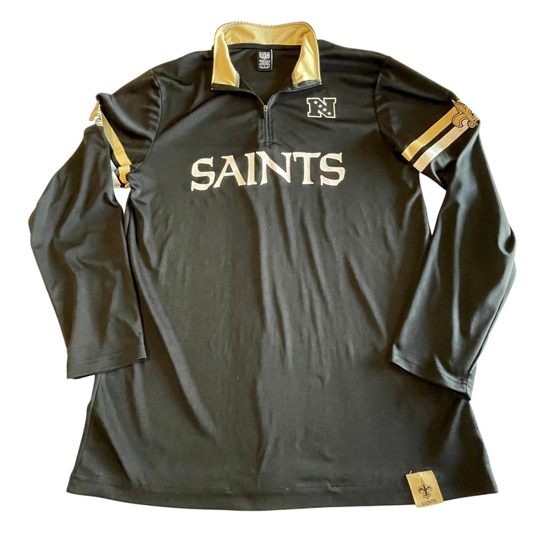 New Orleans Saints NFL Team Apparel Men Large Quarter Zip Pullover Shirt + Scarf gallery