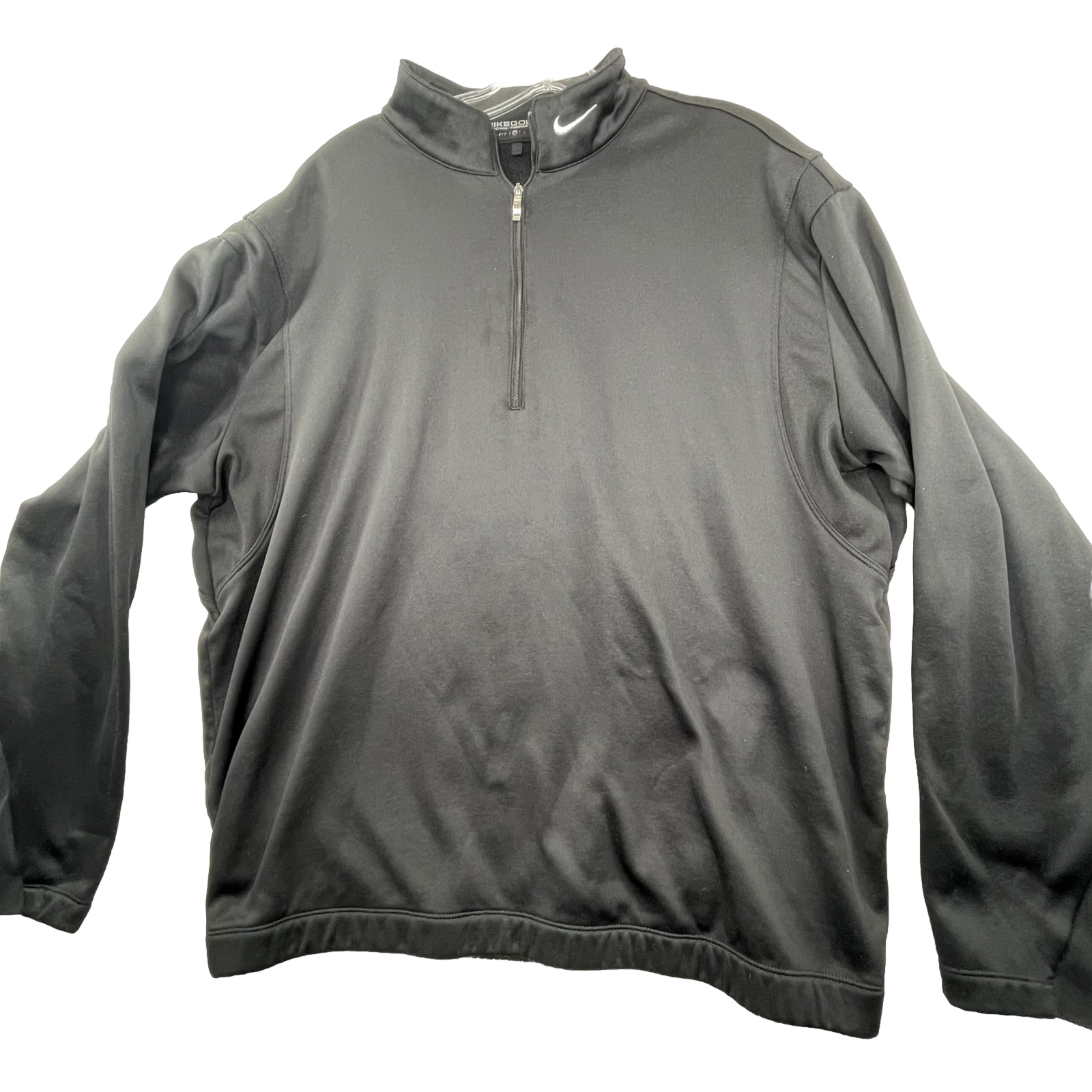 Nike Golf ThermaFit 1/3 Zip Up Solid Black Long Sleeve Shirt Mens Large Banded gallery