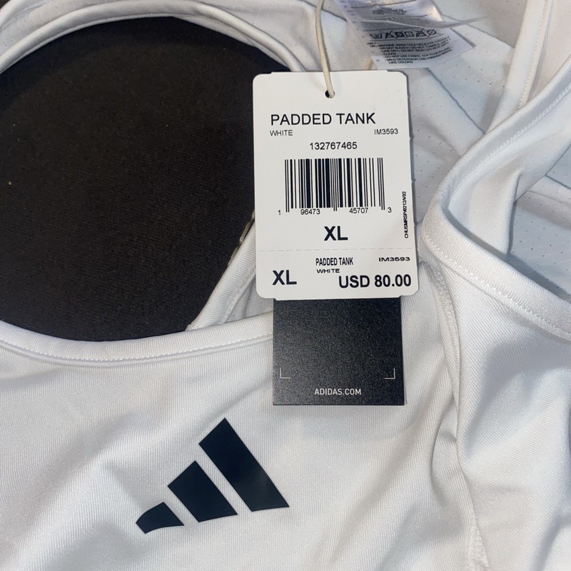 $80 NEW Adidas Padded Tank Top Men’s White Compression Sports Training Shirt XL gallery