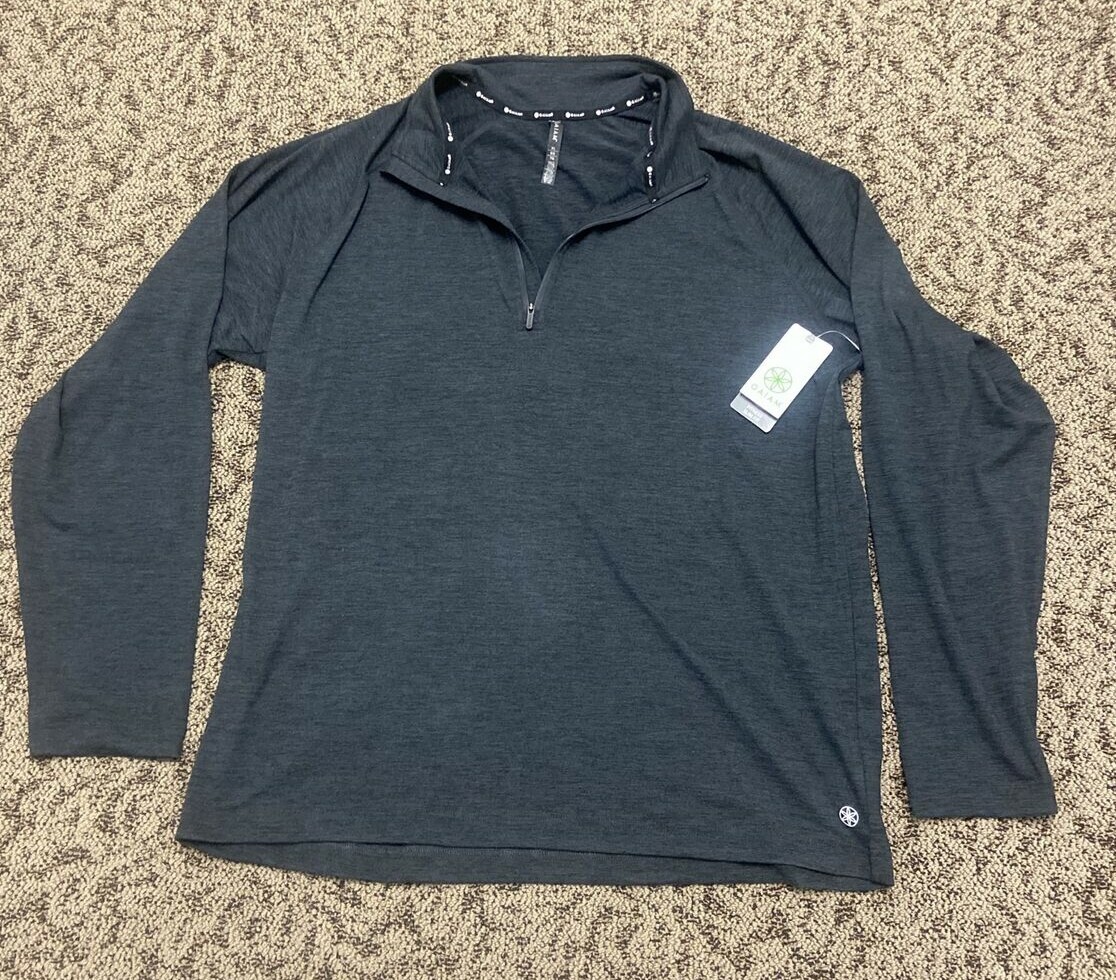 Men’s GAIAM Intent 1/4 Zip Sweatshirt Black Heather Fitness Size XL Slim Fit gallery