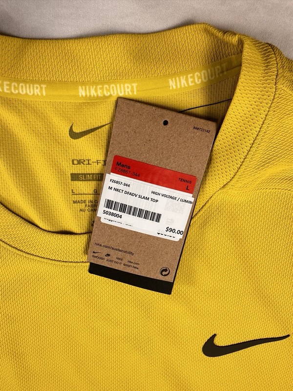 Nike Court Slam Dri Fit Shirt Tennis Pickleball FZ6857-344 Men’s Size Large NWT gallery