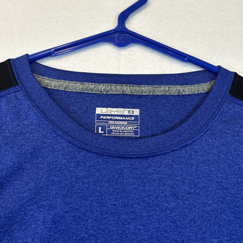 Layer 8 Performance Men Activewear Pullover Large Blue Long Sleeve Qwick Dry gallery